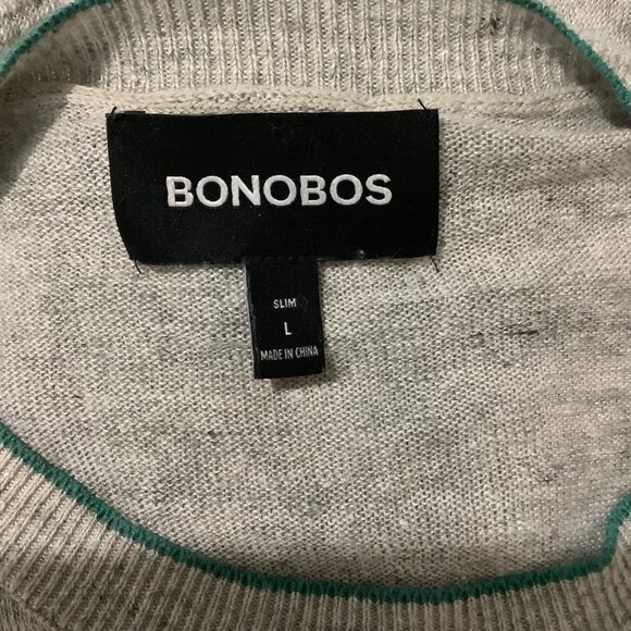 Bonobos Slim Fit Crewneck Sweater Men Size Large 100% Linen Light Gray - Picture 3 of 8